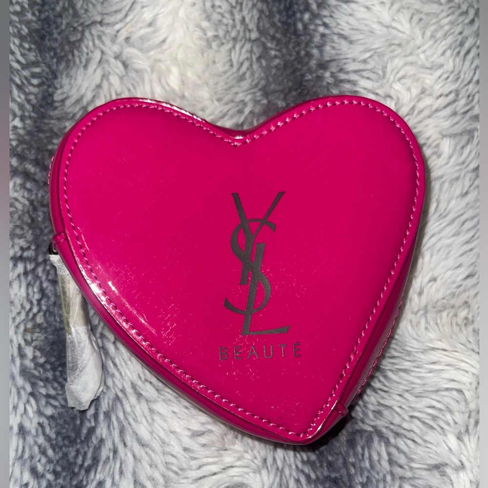 Yves Saint Laurent YSL Heart Shaped Makeup/Coin Pouch Case with Wallet-New